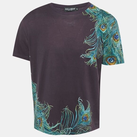 Dolce & Gabbana Purple Peacock Print Jersey T-Shirt Xxxl